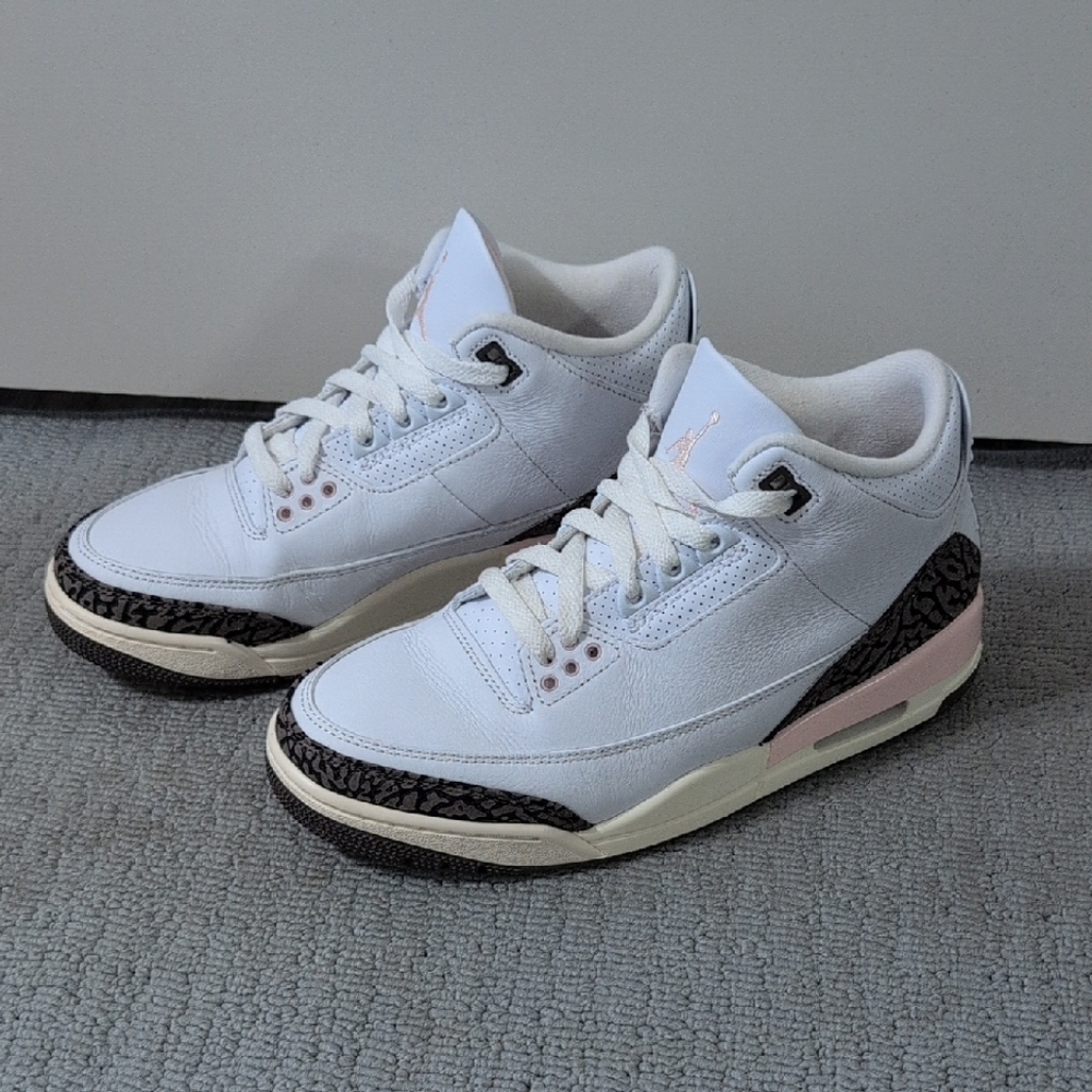 Jordan White and Pink Sneakers with Iconic Design